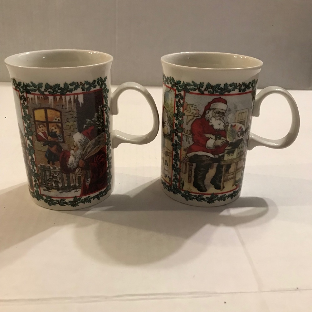 Set Of 2 “Merry Christmas” Mugs By Dunoon 4” Tall Made In Scotland